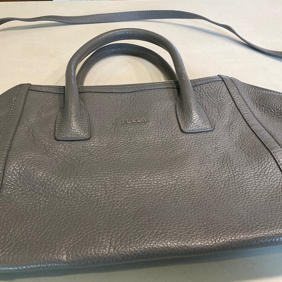 Furla Grey Leather Shoulder Bag with Handles and detachable strap - Picture 1 of 6